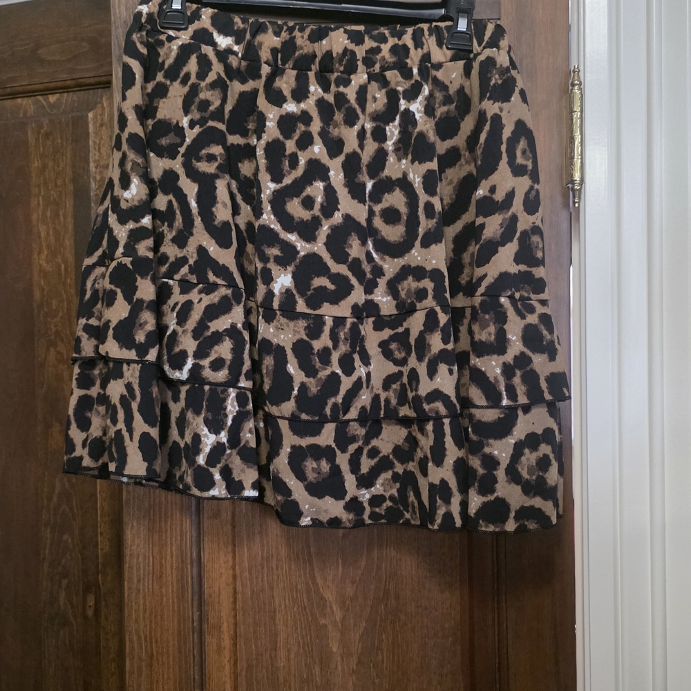 ❣️3/$25  Black and Brown Leopard Tiered Mini Skirt